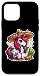 Unicorno messicano con Sombrero Cinco De Mayo Ragazze Carino Custodia per iPhone 12 mini