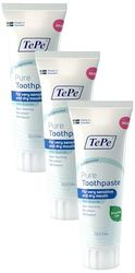 TePe Pure, dentifrice non aromatisé, dentifrice quotidien au fluor très doux pour les gencives très sensibles et la bouche sèche, niveau de fluor approprié à l'âge. (Lot de 3)