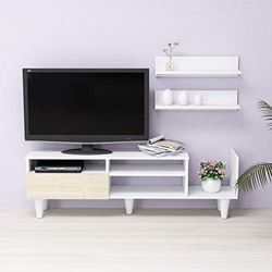 Homemania Mueble para TV, aglomerado melamínico, Blanco, Roble