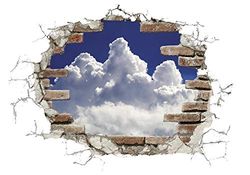 Komar Deco-Sticker | Break Out Clouds | Grootte: 100 x 70 cm (breedte x hoogte) | Wandtattoo, muur, decoratie, stickers, muur doorbraak | 17724h