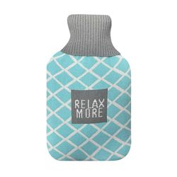 Mimo warmwaterkruik, 1,7 l, met blauwe voering, afmetingen: 20 x 32 x 4 cm, flexibel en zacht om aan te raken, ideaal voor het verlichten van kou en ontspanning, perfect voor momenten van comfort.