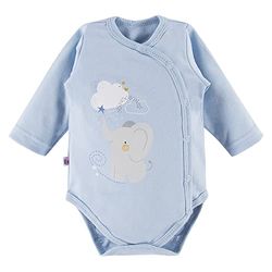 eevi, Mellow, Le body enfant manches longues zippé, taille 62, en tissu jersey 100% coton, bleu, doux et agréable au toucher.