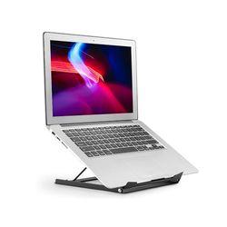 Properav Steel Portable Ergonomic Laptop Stand for Windows & Mac devices such as Dell, Toshiba, HP, Samsung, MacBook, Lenovo with Secure Fit Pads - Black