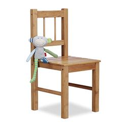 Relaxdays Cadeira decorativa de bambu, 57 x 27 x 29 cm, cadeira para flores, de madeira, assento infantil, natural