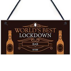RED OCEAN BEST LOCKDOWN BAR Funny Home Bar Sign Man Cave Plaque Alcohol Beer Gin Gift
