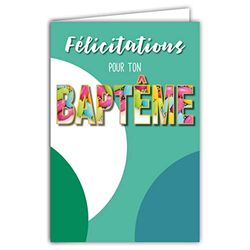 Afie Congratulations Card for Your Christening - Boy Girl - Unisex with Envelope - Size 12 x 17.5 cm - 300 g Paper from sustainable forests - Made in France - Life in Colours - 69-8008