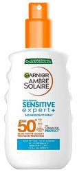 Garnier Solskyddsspray med SPF 50+, vattentät och restfri spray för känslig hud, Ambre Solaire Sensitive Expert +, 1 x 150 ml