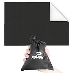 Romon Fickpicknickfilt, 70 x 117 cm mini vattentät strandmatta, anti-sand, maskintvättbar campingmatta (svart)