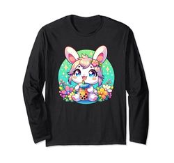 Kawaii Bunny's Bubble Tea Break Maglia a Manica