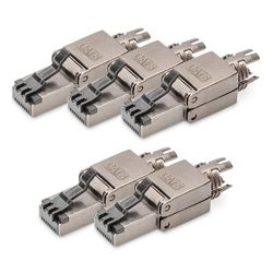 DIGITUS Netwerk connector Cat 8.1-5 stuks - 360° afgeschermd - RJ45 veldconnector Cat8 zonder gereedschap - 2000 MHz - 25GBase-T / 40GBase-T - 25 Gbit/s / 40 Gbit/s - AWG 26/7 tot AWG 22/1