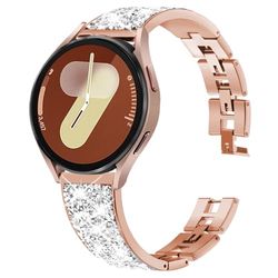 DEALELE Compatibel met Samsung Galaxy Watch 5/5 Pro/Galaxy 4/4 Classic/Galaxy 3 41mm / Active 2, 20mm Strass Diamanten Metalen Vervanging Armband voor Huawei GT3 42mm / GT2 42mm, Rosé goud
