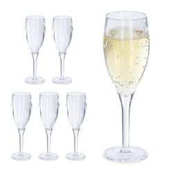 Relaxdays Flute Plastica, Set 6 Calici, Vino Frizzante Spumante, Bicchieri Riutilizzabili, Senza BPA, 50 ml, Trasparente