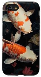 Custodia per iPhone SE (2020) / 7 / 8 Giardino d'acqua giapponese Koi Fish Green Majestic Zen