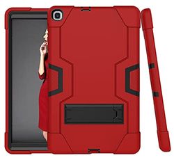 Samsung Tab A 8.4 (2020) T307 Case with Kickstand, Durable Heavy Shock Rake Harthybrid Three Layer Protective Cover Tablet Silicone Case (Red + Black)