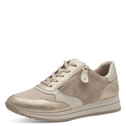 Jana 8-23763-42 Sneakers voor dames, beige/goud, 36 EU breed, beige-goud, 36 EU Breed