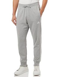 adidas Essentials French Terry Tapered Cuff 3-Stripes Joggers Pantaloni sportivi, Medium Grey Heather/White, XXL Tall 3 inch (Plus Size) Uomo