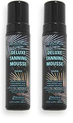 Revolution Beauty London Deluxe Tanning Mousse, Non Sticky Formula with Hyaluronic Acid, Dark, 200ml (Paquete de 2)