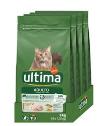 Ultima - croquettes pour chats adultes avec poulet - Pack de 4 x 1,5 kg, total : 6 kg