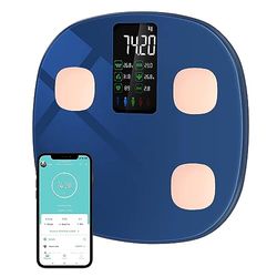 Kroppsfettvåg personlig våg digital våg med kroppsfett och muskelmassa för 15 kroppsdata pulsmätare våg personer med stor VA-skärm med app för iOS och Android blå