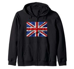 Cool Retro UK Distressed Flag Illustration Graphic Designs Sudadera con Capucha