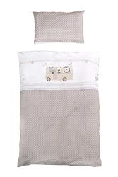 roba Safaribus Ropa de Cama Infantil - Funda Nórdica 100 x 135 cm + Funda de Almohada 40 x 60 cm de Algodón - Motivo Animal - Blanco/Marrón