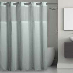 Hookless Hangis in Seconds Waffle Fabric Shower Curtain (71 x 74, Misty Blue)