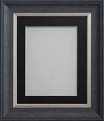 Frame Company Drummond Range Charcoal 16x12 inch Picture Photo Frame with Black Mount for Image 12x8 inch * Choice of Sizes* Fitted with Real Glass