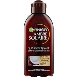 Garnier Ambre Solaire Olio Abbronzante, Per un'Abbronzatura Intensa, Ideale per Pelli Scure e già Abbronzate, Nutre e Dona Luminosità e Morbidezza, Con Olio di Cocco, 200 ml