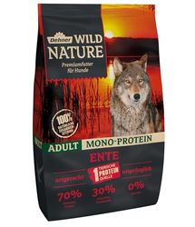 Dehner Wild Nature Hondenvoer, mono proteïne, droogvoer zonder granen, suikervrij, voor volwassen honden, eend/vis, 4 kg