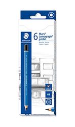 Staedtler Mars Lumograph Jumbo, Crayons à papier HB gros module de haute qualité pour écriture et dessin, Étui carton avec 6 crayons HB, 100J-HB VE