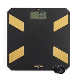 Salter Glass Analyser Bathroom Scale – Electronic Digital Bodyweight Scale, Weigh Body Fat & Water, 180kg/28st 3lb, LCD Easy Read Display, 9 User Memory, Step On Instant Readings, Includes Batteries