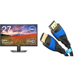 Dell SE2722HX 27 inch Full HD (1920 x 1080) Monitor, 75Hz, VA, 4ms, AMD FreeSync & HDMI Cable 8K / 4K – 0.25m – with A.I.S Shielding – Designed in Germany (supports all HDMI devices like PS5/Xbox