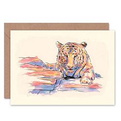 Wee Blue Coo PAINTING WATERCOLOUR ANIMAL BIRD NATURE TIGER BIG CAT ART GREETINGS CARD
