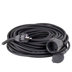 as - Schwabe - Cabo extensor de borracha, 15 m H05RR-F 3G1,5 com tomada de proteção, acoplamento de contacto, incl. Tampa de proteção, 230V, 16A, IP44, preto