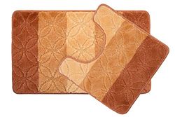 Emma Barclay Halo - Set da bagno a righe tonali (tappetino 45 x 75 cm/piedistallo 45 x 45 cm) (arancione)