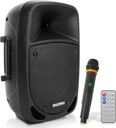 Pyle Enceinte Bluetooth Portable 800W - Haut Parleur Bluetooth avec Subwoofer, Lumières et Indicatrices de Batterie LED avec Batterie Rechargeable, Lecteur MP3/USB/SD, Microphone sans Fil UHF, Noir
