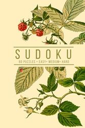 Elegant Sudoku: 60 Puzzles, Easy, Medium, and Hard | One Puzzle Per Page | Vintage Raspberry Botanical Inspired Cover