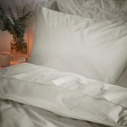 Bianca Coppia di federe standard TENCEL™ Lyocell con controllo della temperatura a 200 fili, colore naturale