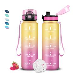 Borraccia 0,5 litri, Borraccia Motivazionale, Borraccia Senza Perdite, Facile Da Trasportare, Borraccia Orari, Borraccia Graduata, Facile Da Pulire, Per Yoga, Fitness, Campeggio, Scuola, Ufficio