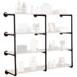 VEVOR Industrial Pipe Shelf, 4 Tier 3PCS, 11.8in Applicable Board Width Wall-Mount Floating Rustic Wood Shelves Bracket Bookshelf,Storage Holder for Kitchen Bedroom Bathroom, (Planks NOT Included)