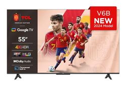 TCL 55V6B 55" 4K Ultra HD, HDR TV, Smart TV Powered by Google TV (Dolby Audio, Motion Clarity, Control por Voz, Compatible con Google Assistant, Chromecast Integrado)