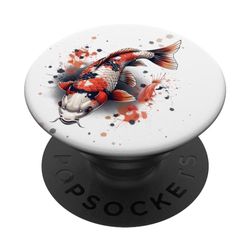 negro blanco naranja anime japonés koi Lucky goldfish carp 3 PopSockets PopGrip Intercambiable