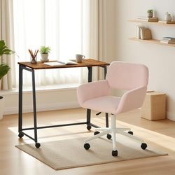 MEUBLE Cosy Juego de Escritorio con Silla de Oficina para niños, Mesa Plegable y Silla Regulable en Altura para Oficina en casa, Color Rosa + marrón