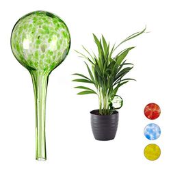 Relaxdays, Ø 6 cm, conjunto de vidro de dois balões, sistema de rega para plantas, férias, verde