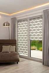 K-home Klemmfix dubbel rullgardin "Våg" utan borrning – grå 95 cm x 150 cm (B x L)
