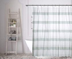 Home Maison Marguerite Striped Shower Curtain, 72x72, White-Grey