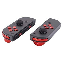 eXtremeRate Krom Röd Ersättning ABXY Riktningsknappar SR SL L R ZR ZL Triggerknappar Fjädrar, Kompletta Knappar med Verktyg för NS & Switch OLED Joy-con - JoyCon Shell Ingår INTE