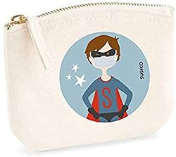 SUSIKO | Porta Mascarillas Premium | Funda de Mascarillas para Niñas Responsables | Medidas 14,5 x 11 cm | Bolsa 100% Algodón Transpirable con cremallera | Color Blanco