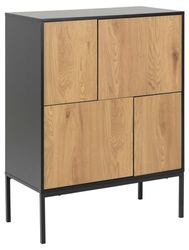 AC Design Furniture Jörn Aparador con 4 Puertas y 2 Estantes, Aspecto Negro y Roble, Al: 103 x An: 80 x P: 40 cm