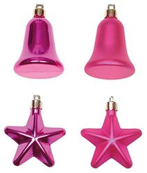 Present Simple 8 Star and Bell Hanging Lights 8 cm, Fuchsia